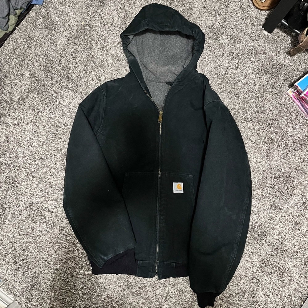 Black carhartt hooded jacket